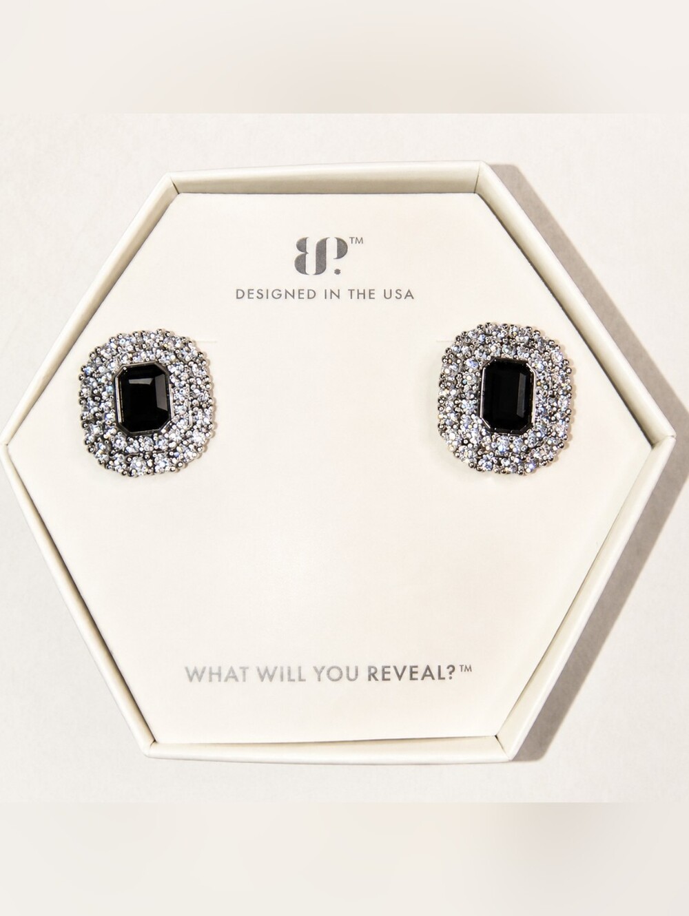 Bomb Party After The Storm Black Onyx CZ Halo Stud Earrings NWT ER43784‎